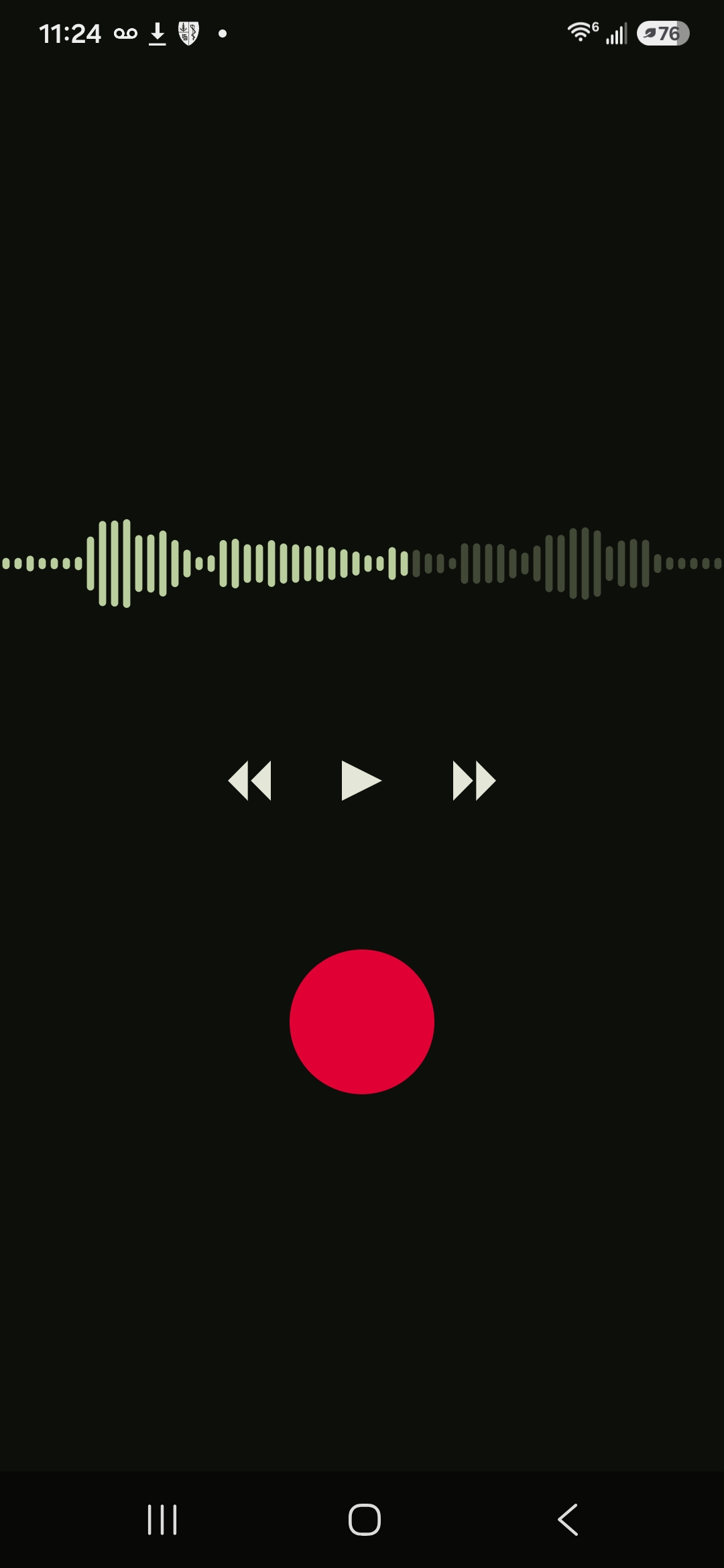 Loopback app showing a waveform display with playback controls and a red record button